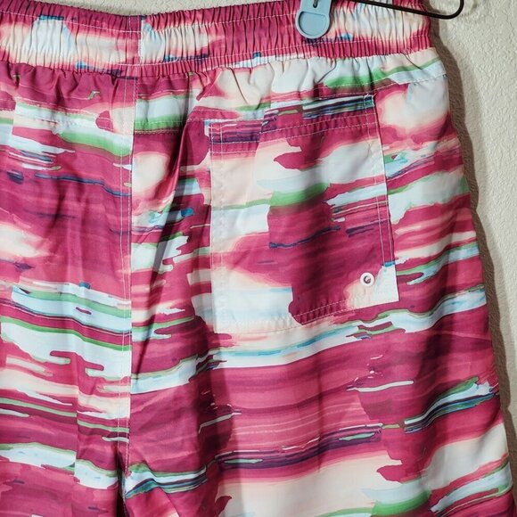 CSG Mens 2XL Swim Trunks Pink Multicolor With Elastic Waistband & Drawstring - Picture 3 of 6